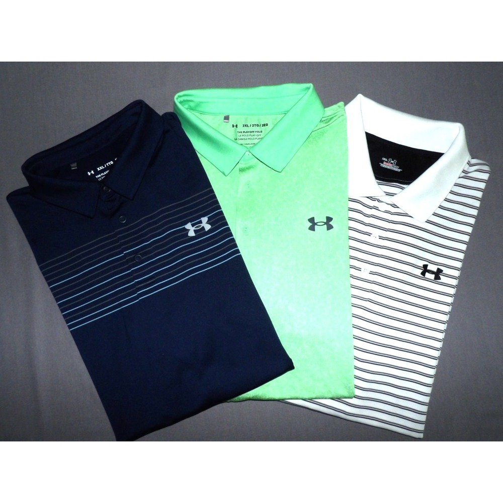 Lot of 3~ Under Armour Stretch Performance Polo Golf Shirts Men's XXL